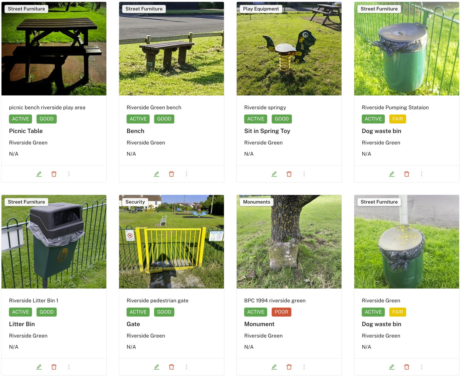 Part of Banwell's asset register in Civic.ly