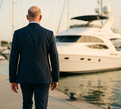 Dewi Jones walking away from a yacht — be prepared to walk away from bad deals